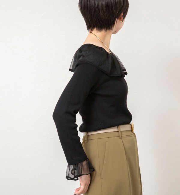 NOLLEY'S sophi「《手洗い可能》シアーフリル総針プルオーバー」|ニット・セーター|