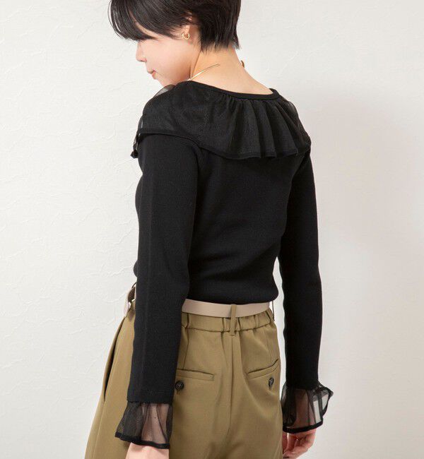 NOLLEY'S sophi「《手洗い可能》シアーフリル総針プルオーバー」|ニット・セーター|