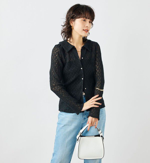 NOLLEY'S「ウォッシャブル襟付きレースカーディガン」|カーディガン|