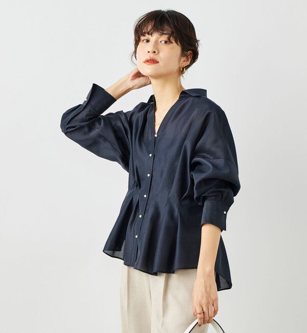 NOLLEY'S「ウォッシャブルパール釦スキッパータックブラウス」|シャツ・ブラウス|