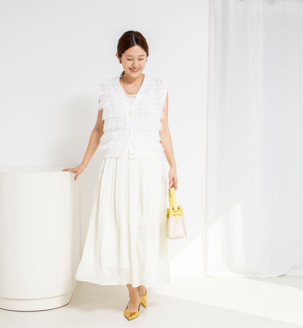 NOLLEY'S「《手洗い可能》チュールフリンジVネックベスト」|ベスト・ジレ|