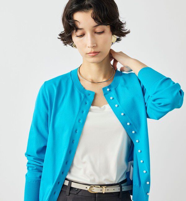 NOLLEY'S「《手洗い可能》コットンテックスクルーネックカーディガン」|カーディガン|