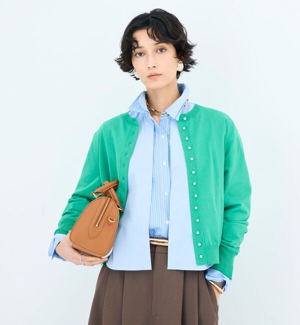 NOLLEY'S「《手洗い可能》コットンテックスクルーネックカーディガン」|カーディガン|