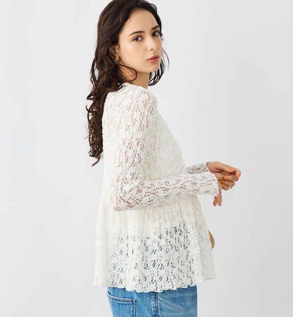 NOLLEY'S sophi「《セットアップ対応》ウォッシャブルストレッチレースペプラムプルオーバー」|シャツ・ブラウス|