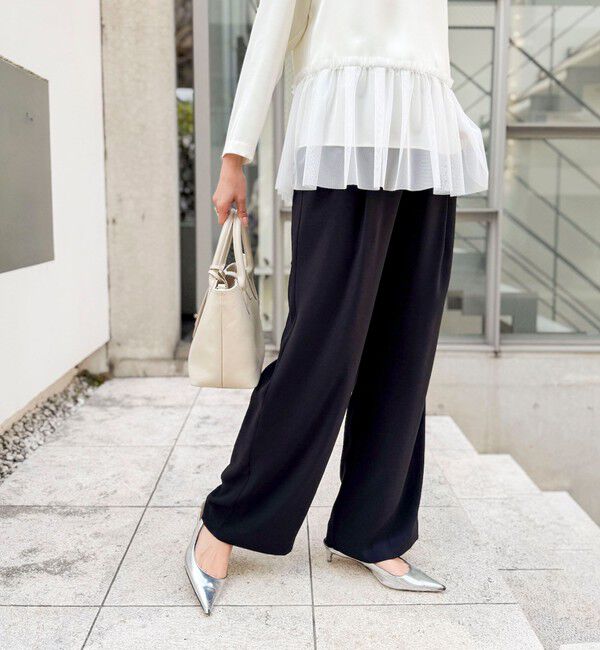 NOLLEY'S「《セットアップ対応》ウォッシャブルストレッチジョーゼットイージーワイドパンツ」|その他|