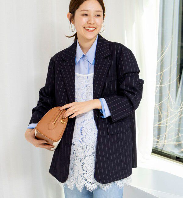 NOLLEY'S「【WEB＆一部店舗限定色アイテム】ウォッシャブルストライプオーバージャケット」|テーラードジャケット|