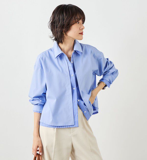 NOLLEY'S「ウォッシャブルレイヤード風ショート丈シャツ」|シャツ・ブラウス|