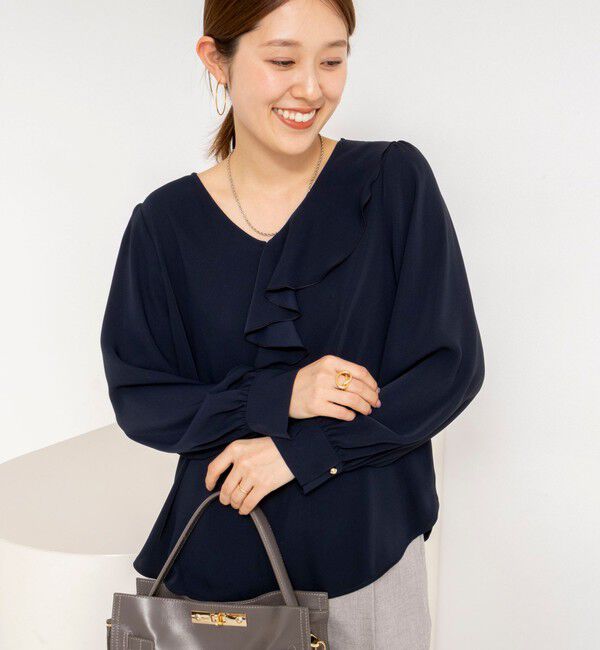 NOLLEY'S sophi「ウォッシャブルサテンアシンメトリーラッフルブラウス」|シャツ・ブラウス|