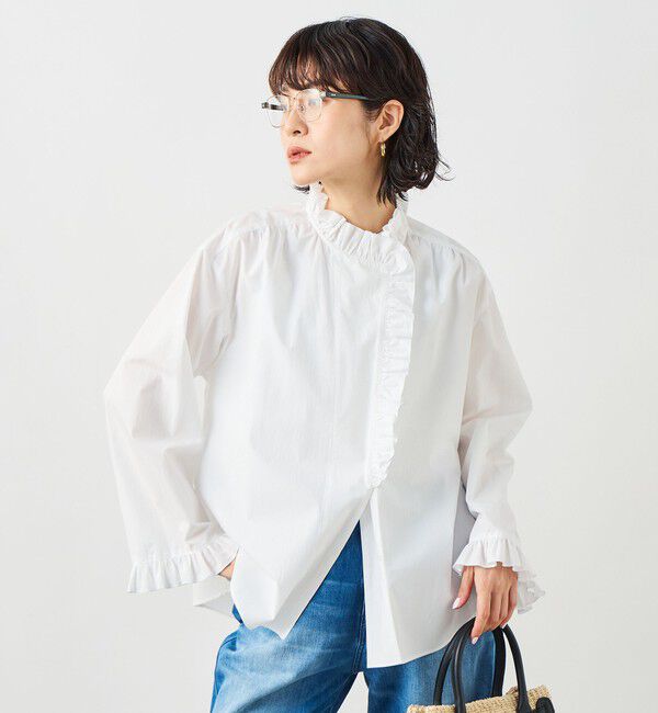 NOLLEY'S sophi「ウォッシャブルORGANICコットンフリルシャツブラウス」|シャツ・ブラウス|