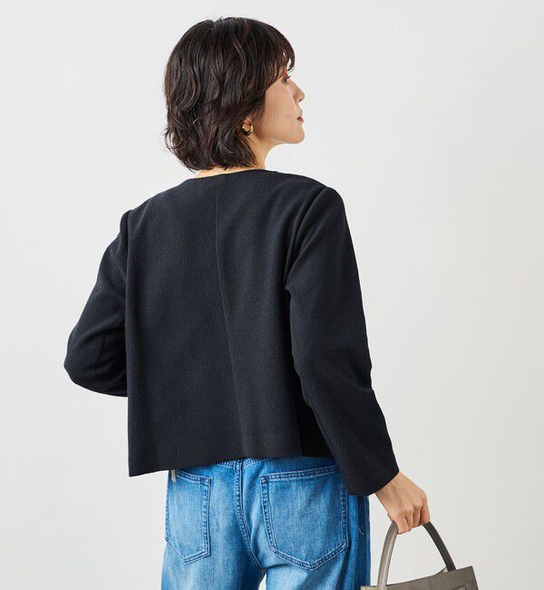 NOLLEY'S sophi「ウォッシャブルラッセルリングカーデジャケット」|ノーカラージャケット|