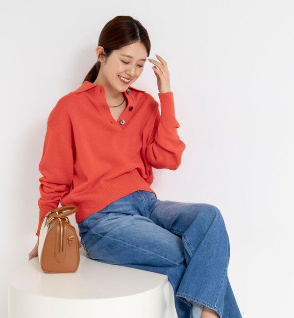 NOLLEY'S「《手洗い可能》ギマコットンポロ襟プルオーバー」|ニット・セーター|