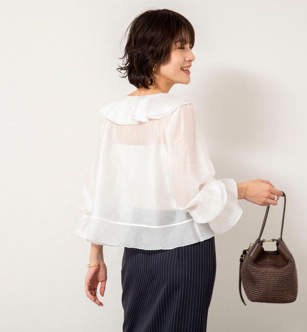 NOLLEY'S sophi「ウォッシャブルシアーラッフル羽織りブラウス」|シャツ・ブラウス|