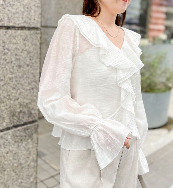 NOLLEY'S sophi「ウォッシャブルシアーラッフル羽織りブラウス」|シャツ・ブラウス|