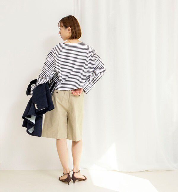 NOLLEY'S「【nolnol/ノルノル】ウォッシャブルシルケットボーダーショートT」|Tシャツ・カットソー|