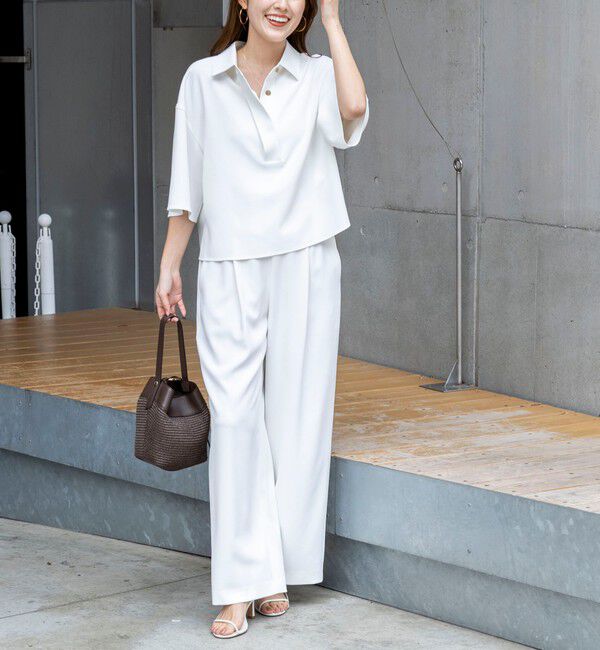 NOLLEY'S「《セットアップ対応》ウォッシャブルイージーツイルセミワイドパンツ」|その他|