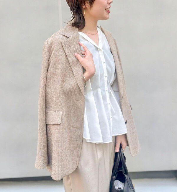 NOLLEY'S「ウォッシャブルカラミオーバージャケット」|テーラードジャケット|ブラウンベージュ系1