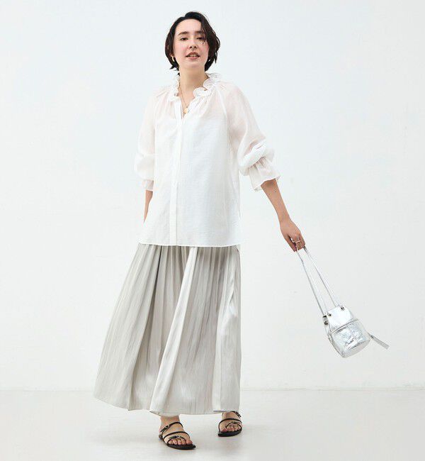NOLLEY'S sophi「ウォッシャブルシアーオーガンジーフリルネックブラウス」|シャツ・ブラウス|