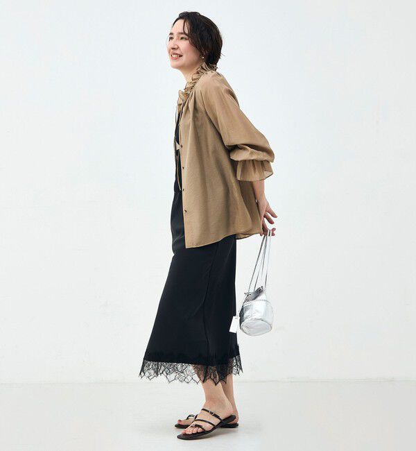 NOLLEY'S sophi「ウォッシャブルシアーオーガンジーフリルネックブラウス」|シャツ・ブラウス|