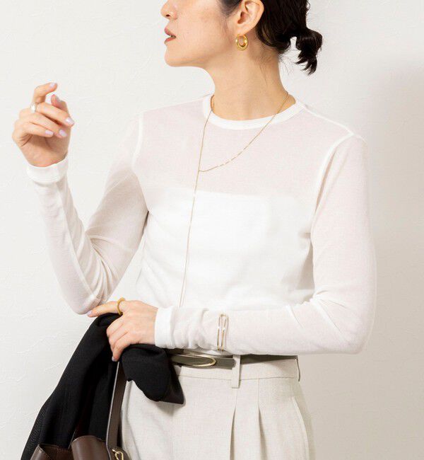 NOLLEY'S sophi「ウォッシャブルorganicコットンシアーテレコロンＴ」|Tシャツ・カットソー|オフホワイト