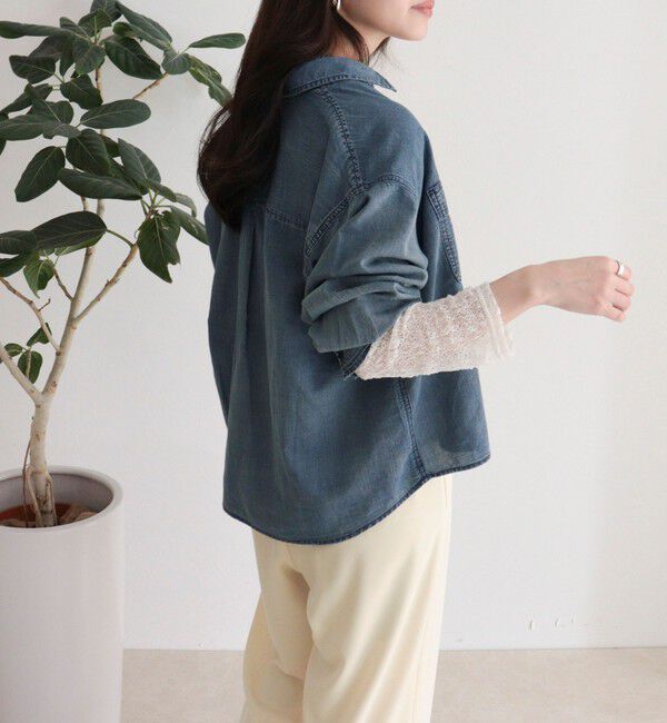 fredy emue「シアーデニムクロップドシャツ」|シャツ・ブラウス|