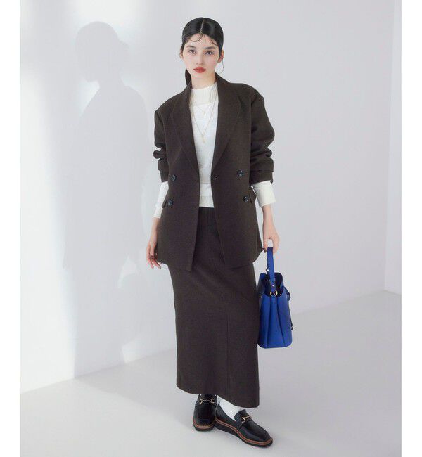 VIS「ヘリンボーンツイードベルテッドジャケット/セットアップ対応」|テーラードジャケット|