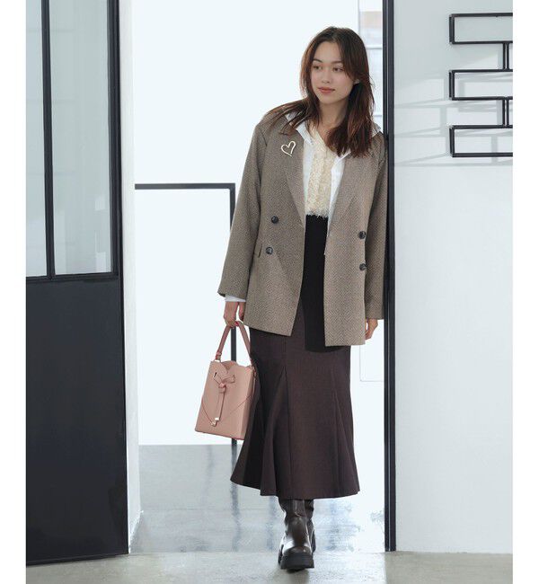 VIS「ヘリンボーンツイードベルテッドジャケット/セットアップ対応」|テーラードジャケット|