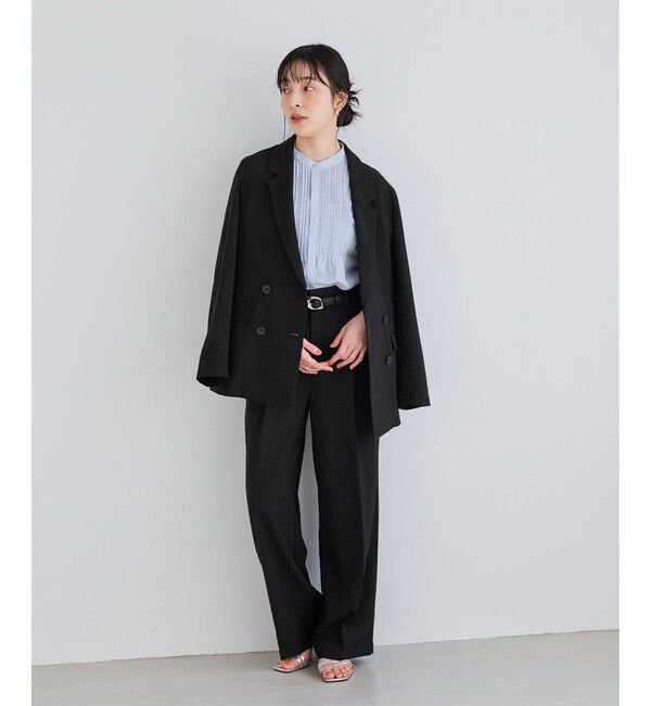 VIS「美easyリネンライクワイドパンツ/イージーケア・接触冷感・セットアップ対応」|チノ|