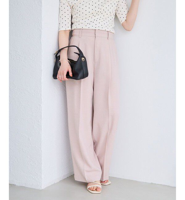 VIS「美easyリネンライクワイドパンツ/イージーケア・接触冷感・セットアップ対応」|チノ|ピンク(63)