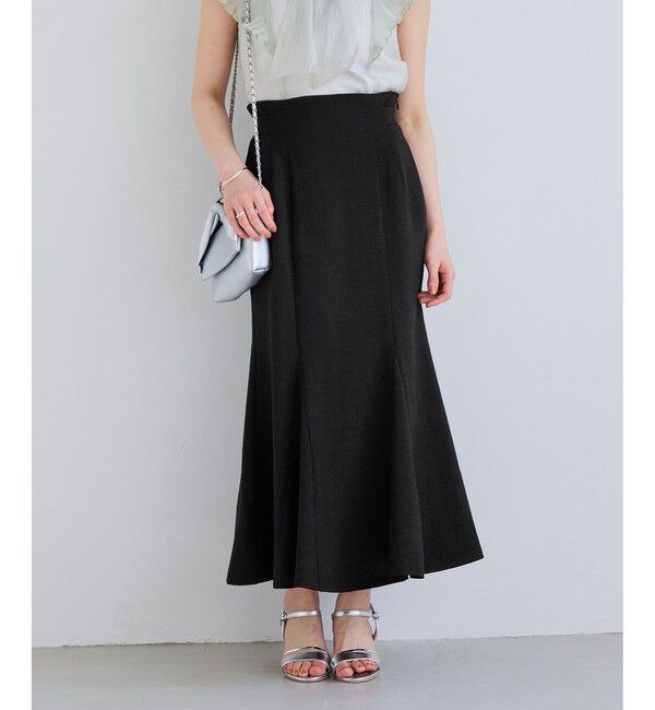 VIS「美easyリネンライクマーメイドスカート/イージーケア・接触冷感・セットアップ対応」|スカート|ブラック(01)
