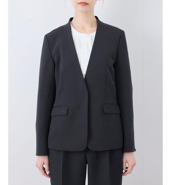 Rope&rsquo;Picnic「【360&deg;ウルトラストレッチ】UVカット・花粉ガード/ノーラペルジャケット/セットアップ対応」|ノーカラージャケット|