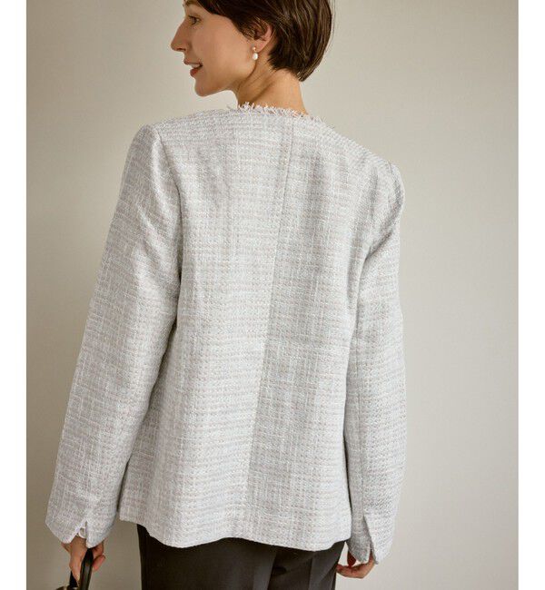 Rope&rsquo;Picnic「セレモニー・通勤対応/ツイードジャケット/リンクコーデ」|ノーカラージャケット|