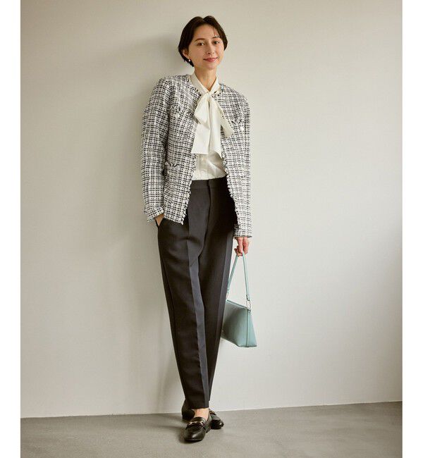 Rope&rsquo;Picnic「セレモニー・通勤対応/ツイードジャケット/リンクコーデ」|ノーカラージャケット|