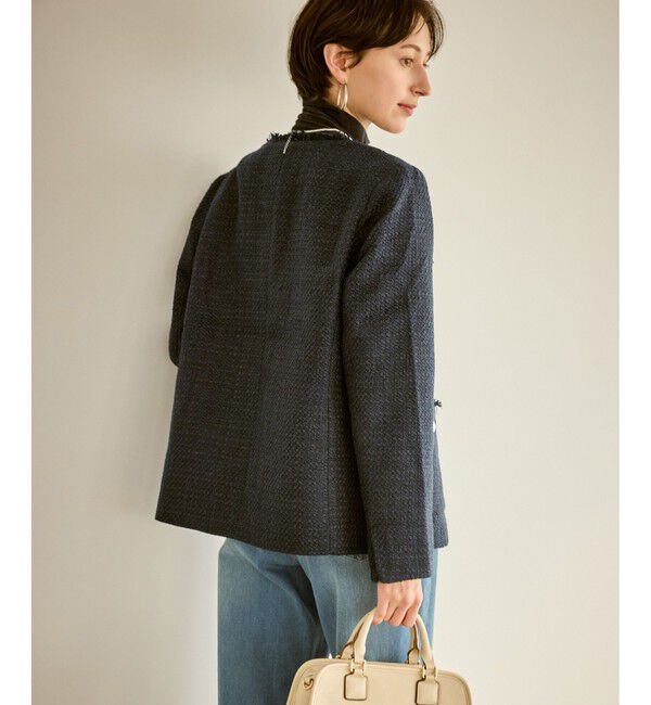 Rope&rsquo;Picnic「セレモニー・通勤対応/ツイードジャケット/リンクコーデ」|ノーカラージャケット|