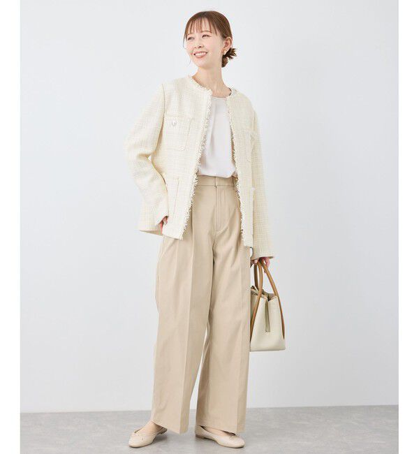 Rope&rsquo;Picnic「セレモニー・通勤対応/ツイードジャケット/リンクコーデ」|ノーカラージャケット|