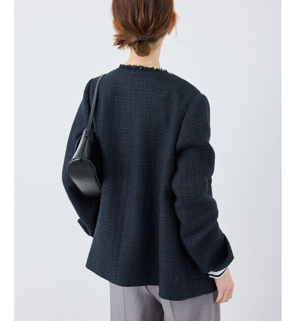 Rope&rsquo;Picnic「セレモニー・通勤対応/ツイードジャケット/リンクコーデ」|ノーカラージャケット|