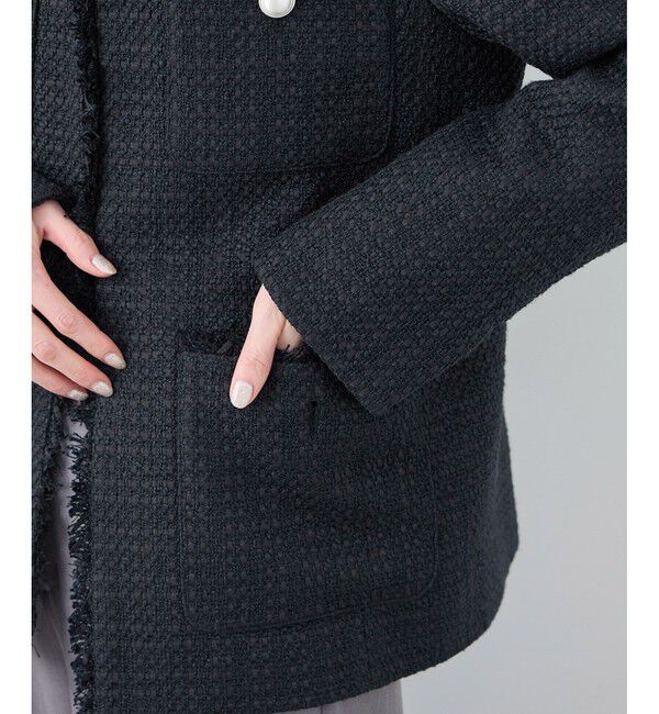 Rope&rsquo;Picnic「セレモニー・通勤対応/ツイードジャケット/リンクコーデ」|ノーカラージャケット|