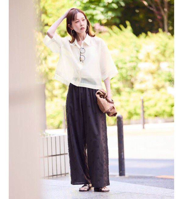 Rope&rsquo;Picnic「【接触冷感】ハーフスリーブシアーシャツ」|シャツ・ブラウス|