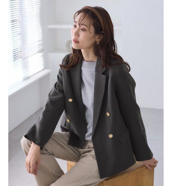 Rope&rsquo;Picnic「レディハンサムシリーズ ウールライク金ボタンジャケット(総裏地)/セットアップ対応」|テーラードジャケット|