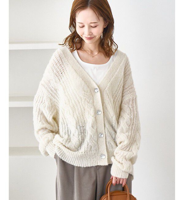 Rope&rsquo;Picnic「ゆるケーブル編みVネックニットカーディガン」|カーディガン|