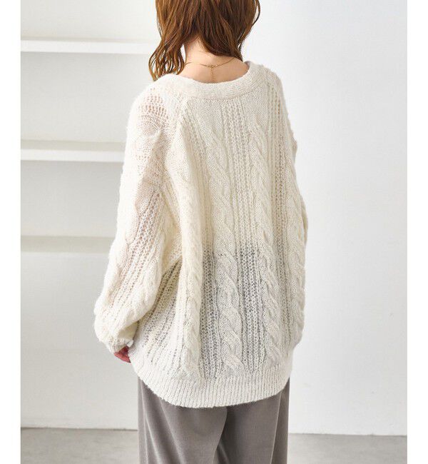 Rope&rsquo;Picnic「ゆるケーブル編みVネックニットカーディガン」|カーディガン|