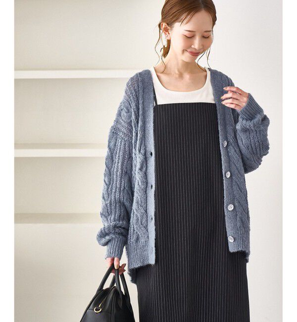 Rope&rsquo;Picnic「ゆるケーブル編みVネックニットカーディガン」|カーディガン|