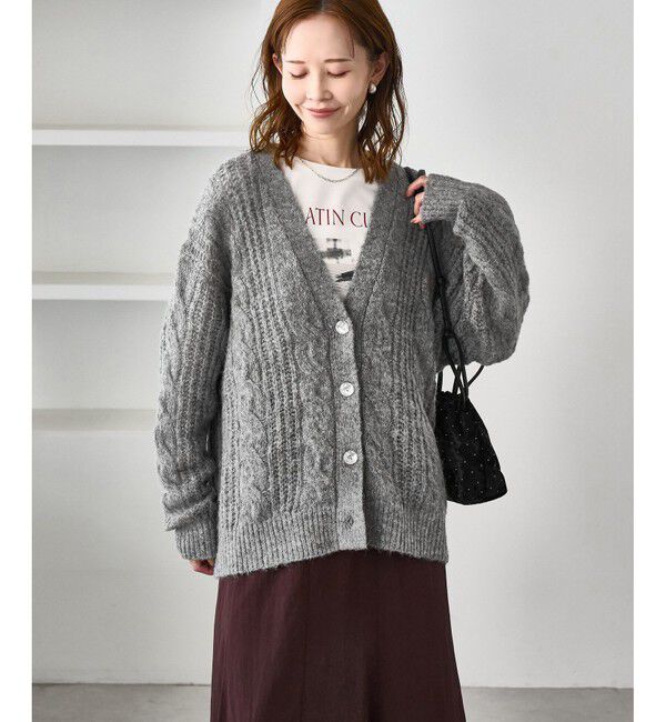 Rope&rsquo;Picnic「ゆるケーブル編みVネックニットカーディガン」|カーディガン|