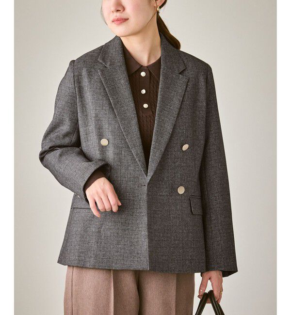 Rope&rsquo;Picnic「【低身長・小柄さんサイズ】レディハンサムシリーズ ウールライク金ボタンジャケット(総裏地)」|テーラードジャケット|