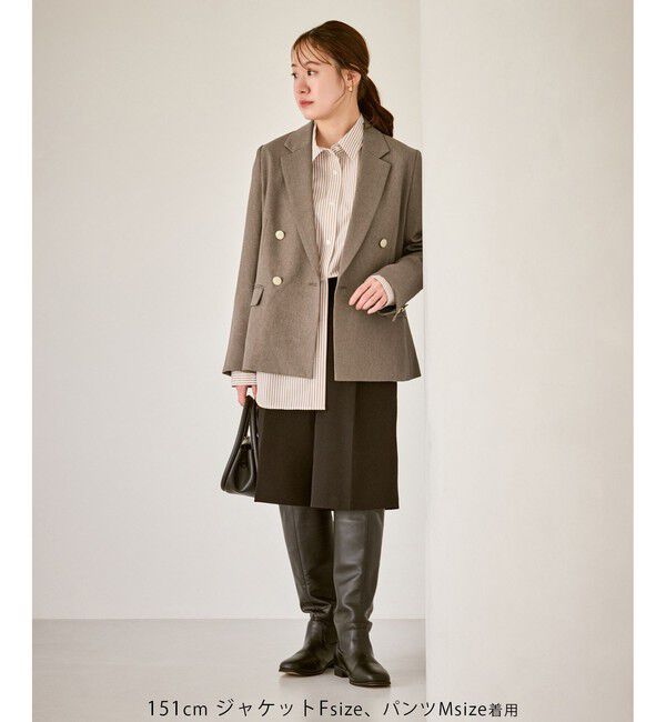 Rope&rsquo;Picnic「【低身長・小柄さんサイズ】レディハンサムシリーズ ウールライク金ボタンジャケット(総裏地)」|テーラードジャケット|