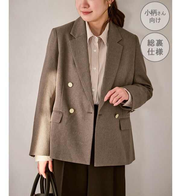 Rope&rsquo;Picnic「【低身長・小柄さんサイズ】レディハンサムシリーズ ウールライク金ボタンジャケット(総裏地)」|テーラードジャケット|ベージュ系(29)