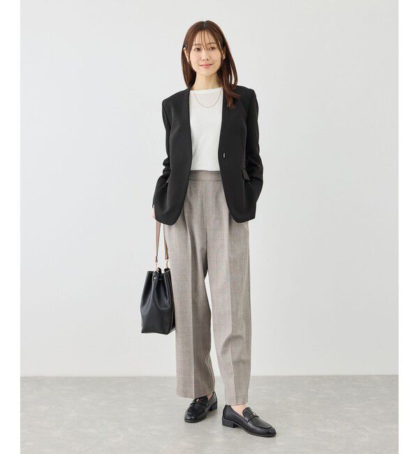 Rope&rsquo;Picnic「360&deg;ウルトラストレッチ ノーカラージャケット/UVカット・花粉ガード・入卒式・セットアップ対応」|ノーカラージャケット|