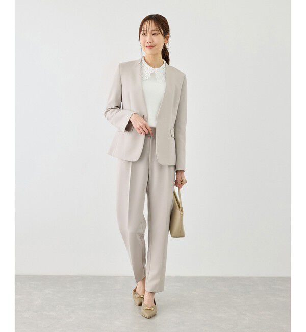 Rope&rsquo;Picnic「360&deg;ウルトラストレッチ ノーカラージャケット/UVカット・花粉ガード・入卒式・セットアップ対応」|ノーカラージャケット|