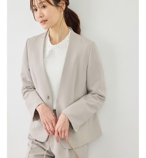 Rope&rsquo;Picnic「360&deg;ウルトラストレッチ ノーカラージャケット/UVカット・花粉ガード・入卒式・セットアップ対応」|ノーカラージャケット|