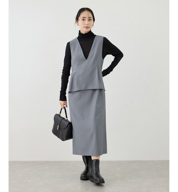 Rope&rsquo;Picnic「レイヤード風ペプラムジャンパースカート」|ワンピース|グレー(07)