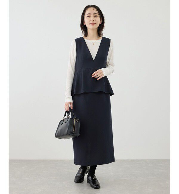 Rope&rsquo;Picnic「レイヤード風ペプラムジャンパースカート」|ワンピース|